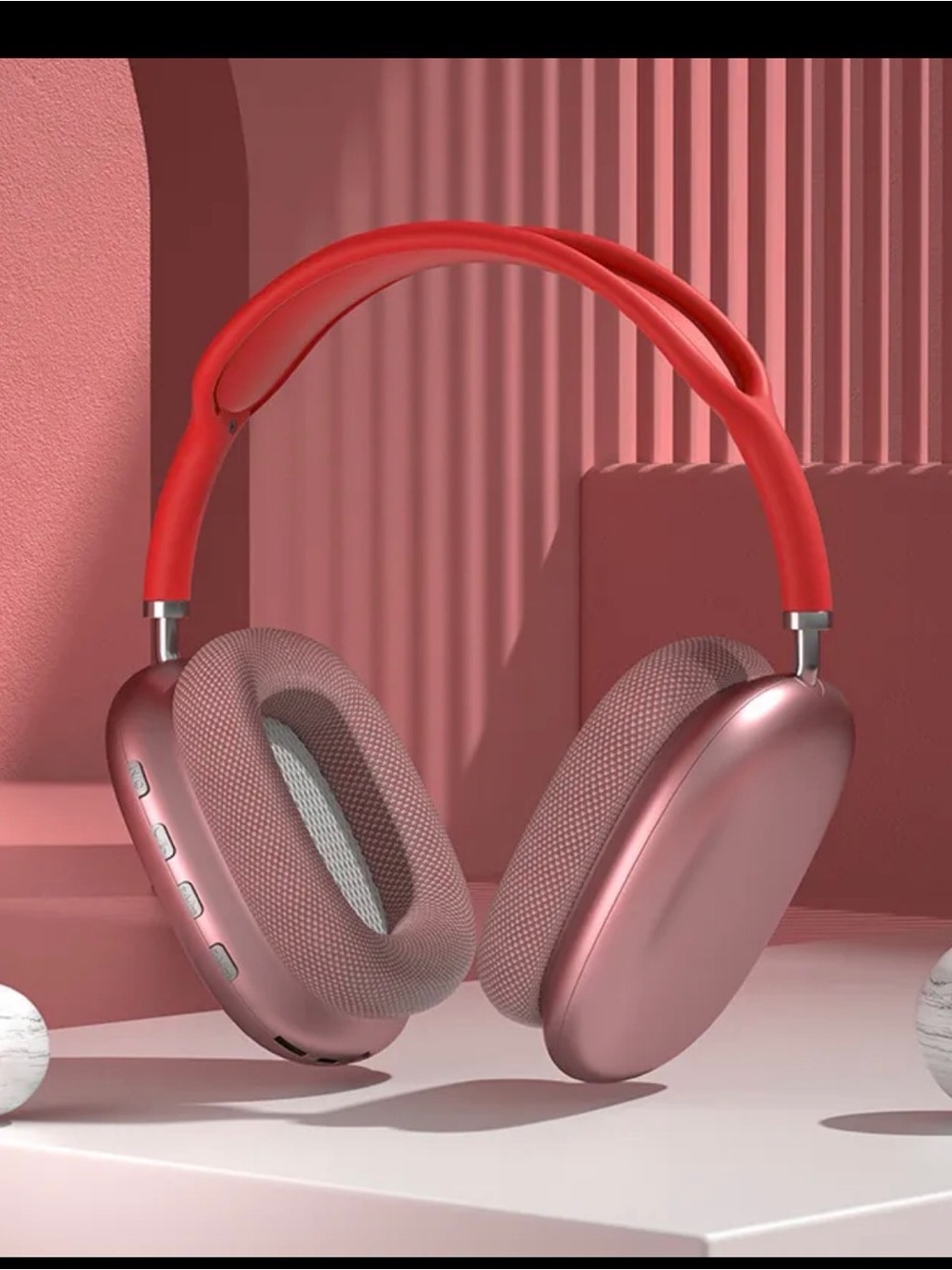 Wireless Over-Ear Headphones in Red and Rose Gold - Premium Sound